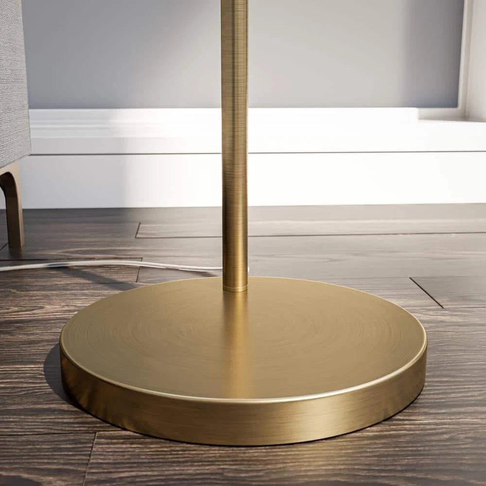 Mona 62.5 in. Antique Brass Floor Lamp with Drum Shade by Manor Brook 6 Mona 62.5 in. Antique Brass Floor Lamp with Drum Shade by Manor Brook - Image 4