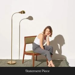 Regent 68 in. Antique Brass LED Floor Lamp with Adjustable Gooseneck by Brightech -Brightech Sales antique brass brightech floor lamps 1e 2act sxkc 1f 1000