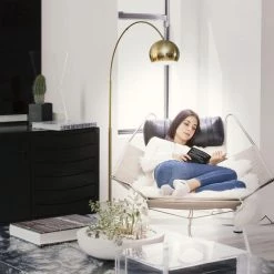 Olivia 75 in. Brass LED Arc Floor Lamp with Adjustable Shade and Arm by Brightech -Brightech Sales antique brass brightech floor lamps fl olva brs 4f 1000