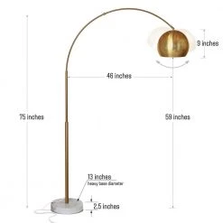 Olivia 75 in. Brass LED Arc Floor Lamp with Adjustable Shade and Arm by Brightech -Brightech Sales antique brass brightech floor lamps fl olva brs 76 1000