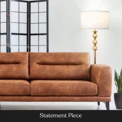 Riley 60 in. Antique Brass Tall Pole LED Lamp with Drum Shade by Brightech -Brightech Sales antique brass brightech floor lamps fl rly brss 1f 1000