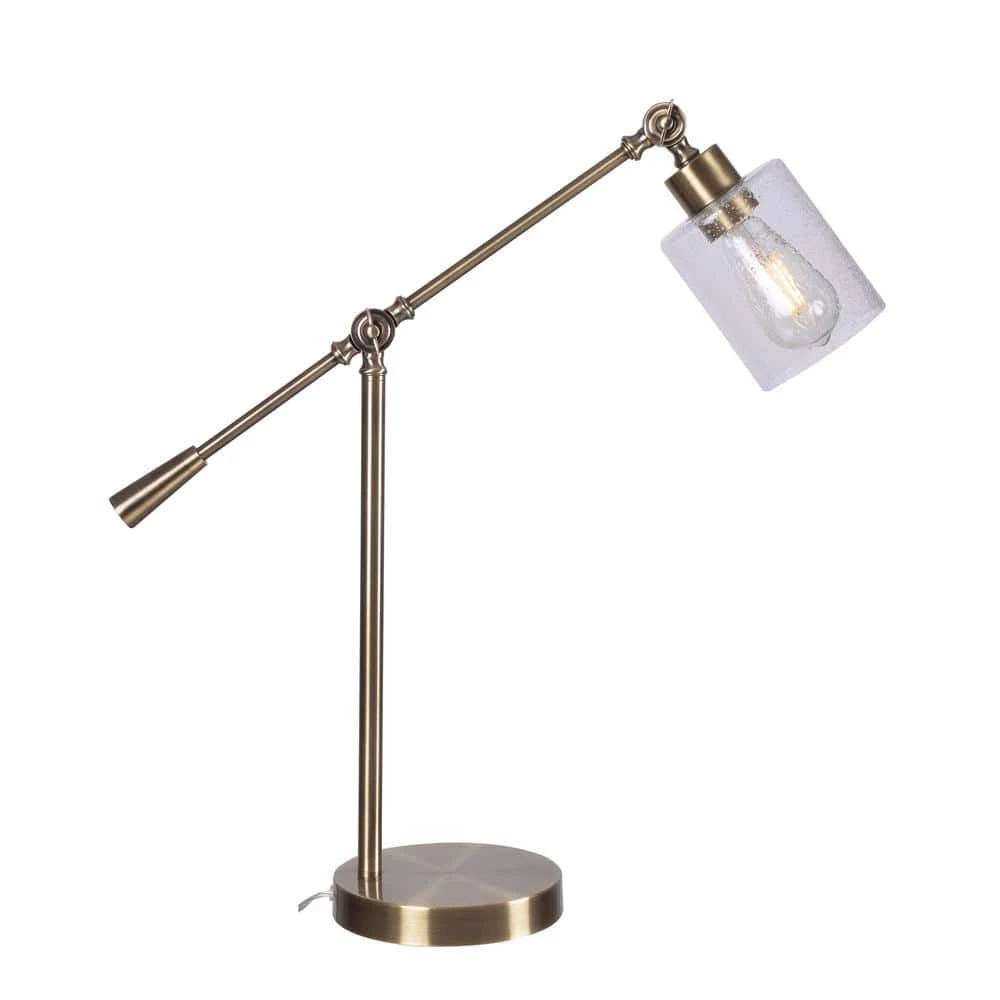 William 26.5 in. Antique Brass Indoor Desk Lamp with Bulb Included by Manor Brook 3 William 26.5 in. Antique Brass Indoor Desk Lamp with Bulb Included by Manor Brook
