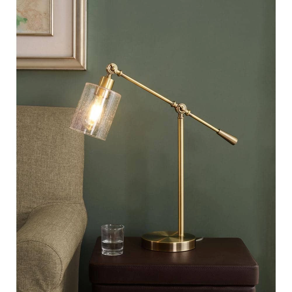 William 26.5 in. Antique Brass Indoor Desk Lamp with Bulb Included by Manor Brook 7 William 26.5 in. Antique Brass Indoor Desk Lamp with Bulb Included by Manor Brook - Image 5