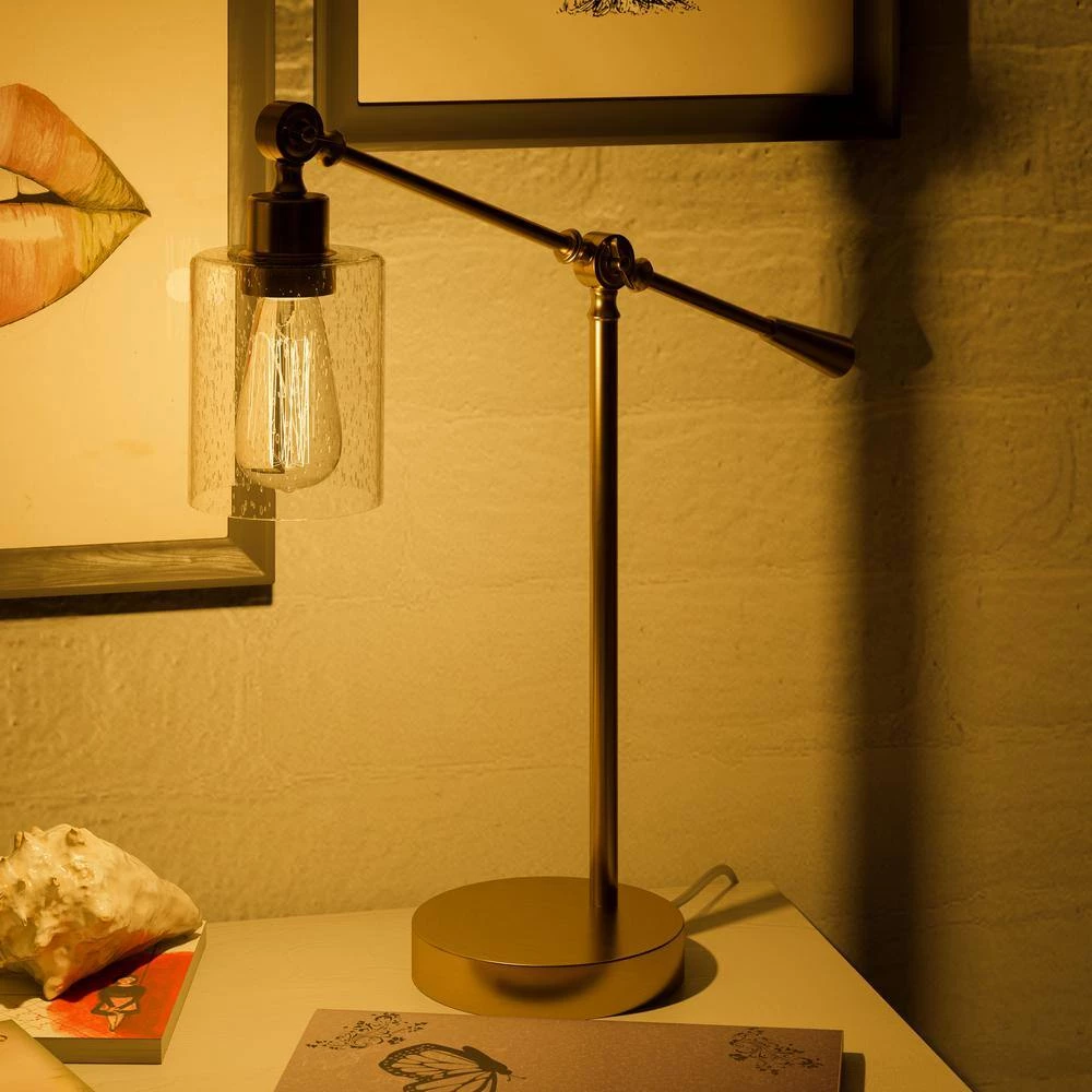 William 26.5 in. Antique Brass Indoor Desk Lamp with Bulb Included by Manor Brook 4 William 26.5 in. Antique Brass Indoor Desk Lamp with Bulb Included by Manor Brook - Image 2