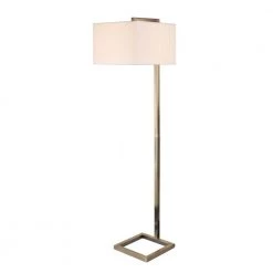 Plano 64 in. Antique Brass Floor Lamp with White Shade by Manor Brook