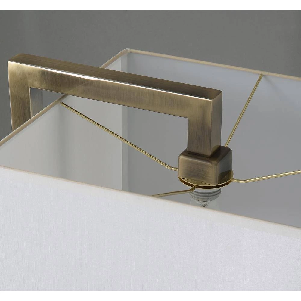 Plano 64 in. Antique Brass Floor Lamp with White Shade by Manor Brook 8 Plano 64 in. Antique Brass Floor Lamp with White Shade by Manor Brook - Image 6