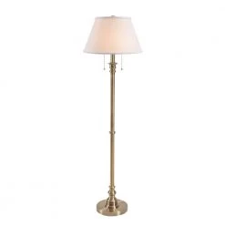 Plymouth 59.5 in in. Antique Brass Floor Lamp with Dual Pull Chains by Manor Brook