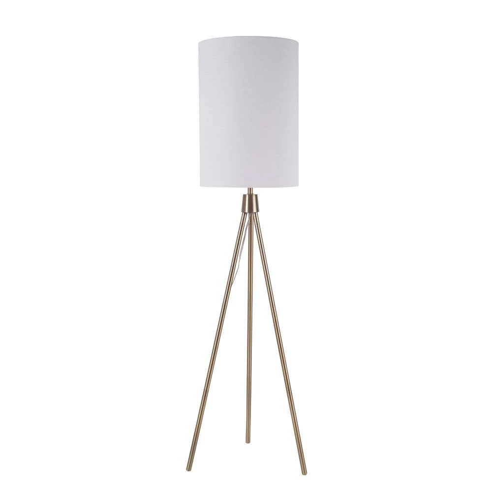 Maddox 61 in. Antique Brass Floor Lamp with White Shade by Manor Brook 8 Maddox 61 in. Antique Brass Floor Lamp with White Shade by Manor Brook - Image 6