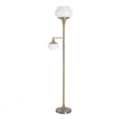 Linton 71.375 in. Antique Brass Torchiere Floor Lamp by Manor Brook