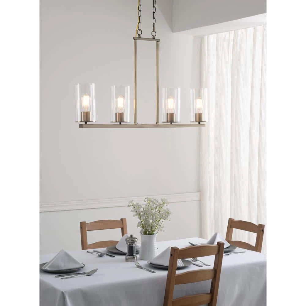 22 in. Hipley 22.13 in. 4-Light Island Cylinder Brass Chandelier by Manor Brook 9 22 in. Hipley 22.13 in. 4-Light Island Cylinder Brass Chandelier by Manor Brook - Image 7