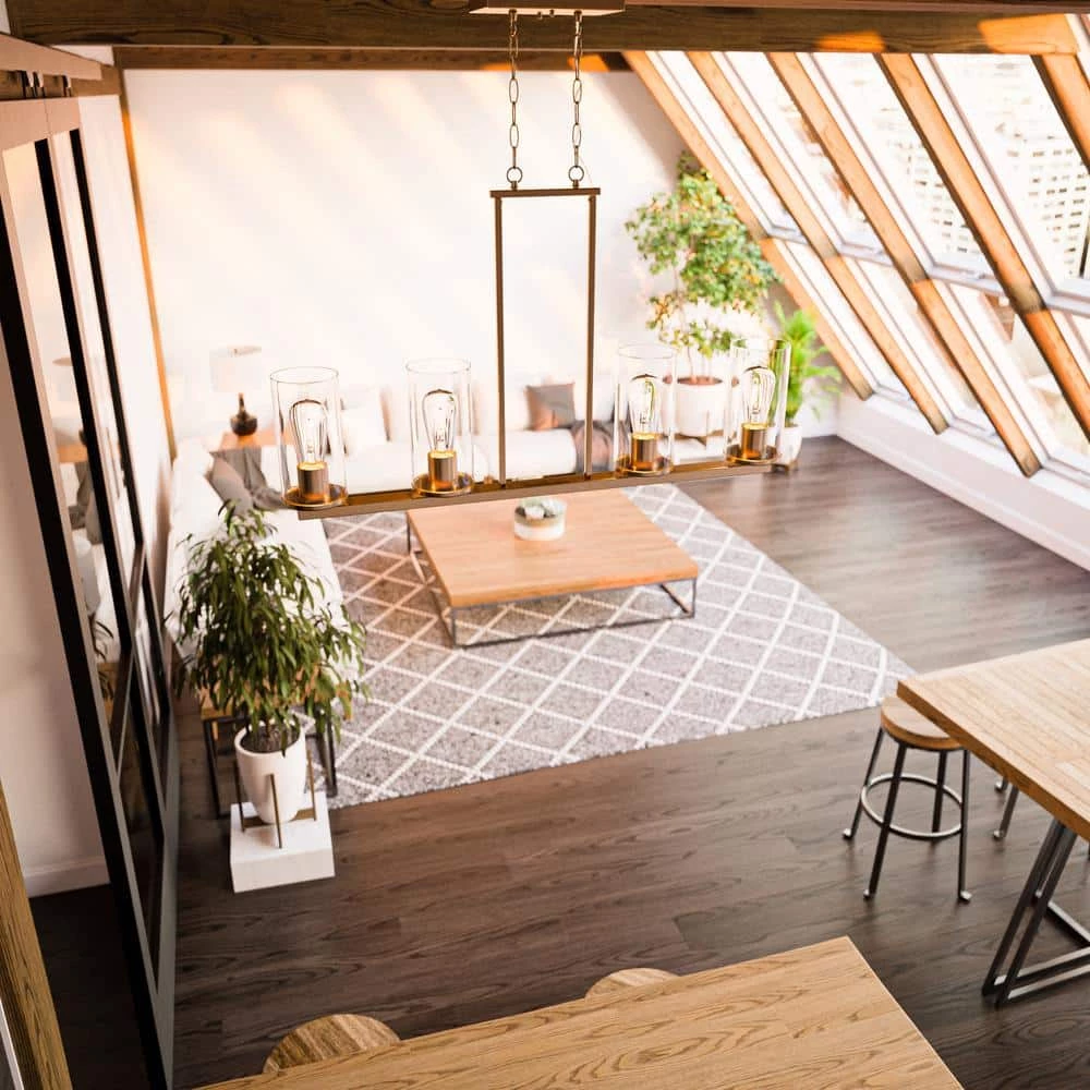 22 in. Hipley 22.13 in. 4-Light Island Cylinder Brass Chandelier by Manor Brook 7 22 in. Hipley 22.13 in. 4-Light Island Cylinder Brass Chandelier by Manor Brook - Image 5