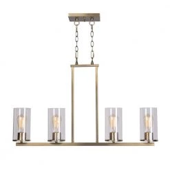 22 in. Hipley 22.13 in. 4-Light Island Cylinder Brass Chandelier by Manor Brook