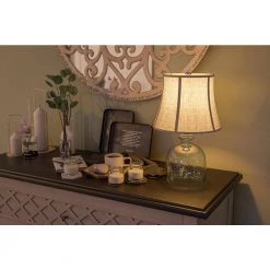 Olga 18 in. Aqua Tinted Glass and Brushed Steel Indoor Accent Lamp by Manor Brook -Brightech Sales aqua tinted glass and brushed steel manor brook table lamps mb100287 44 1000