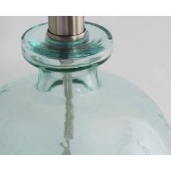 Olga 18 in. Aqua Tinted Glass and Brushed Steel Indoor Accent Lamp by Manor Brook -Brightech Sales aqua tinted glass and brushed steel manor brook table lamps mb100287 fa 1000