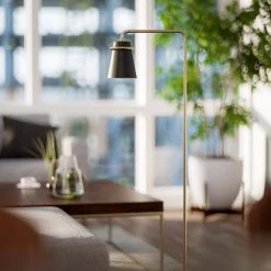 Nico 55 in. H Antique Brass and Black Floor Lamp by Manor Brook -Brightech Sales black and antique brass manor brook floor lamps mb100253 4f 1000