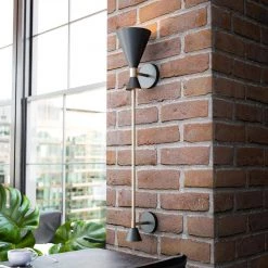 Page 1-Light Black with Antique Brass Wallchiere by Manor Brook -Brightech Sales black and antique brass manor brook wall sconces mb100607 fa 1000