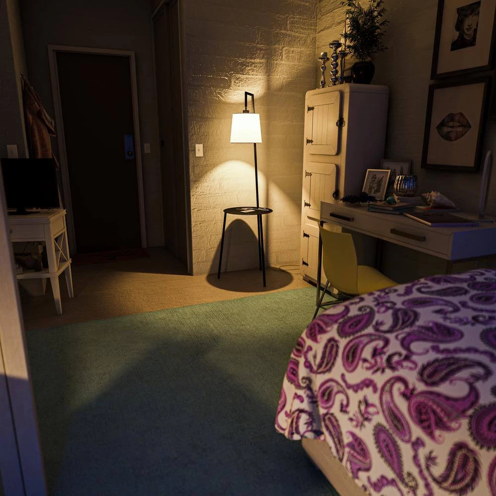 Ander 60.25 in. Black Floor Lamp with Tray and Drum Shade by Manor Brook 4 Ander 60.25 in. Black Floor Lamp with Tray and Drum Shade by Manor Brook - Image 2