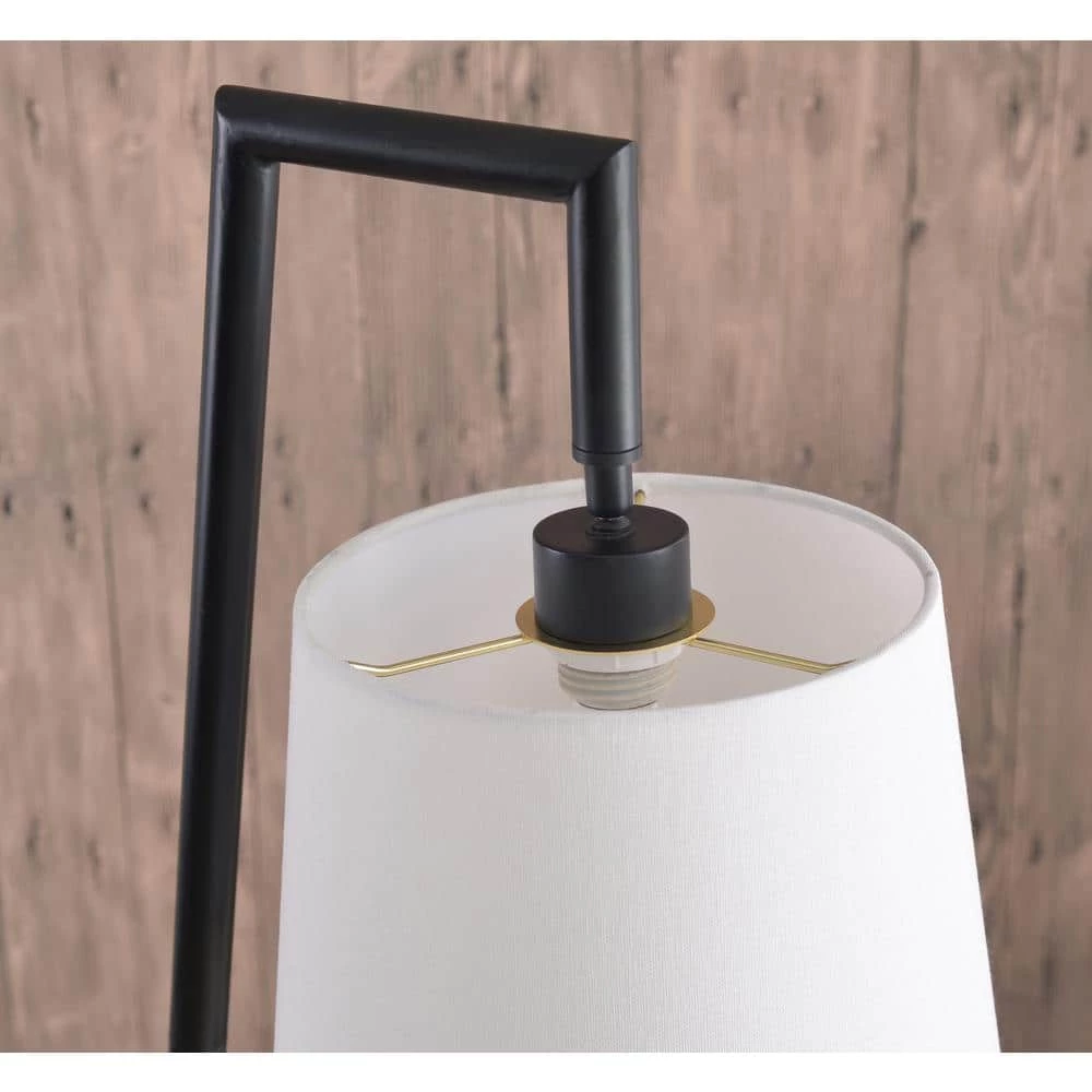 Ander 60.25 in. Black Floor Lamp with Tray and Drum Shade by Manor Brook 9 Ander 60.25 in. Black Floor Lamp with Tray and Drum Shade by Manor Brook - Image 7