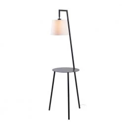 Ander 60.25 in. Black Floor Lamp with Tray and Drum Shade by Manor Brook