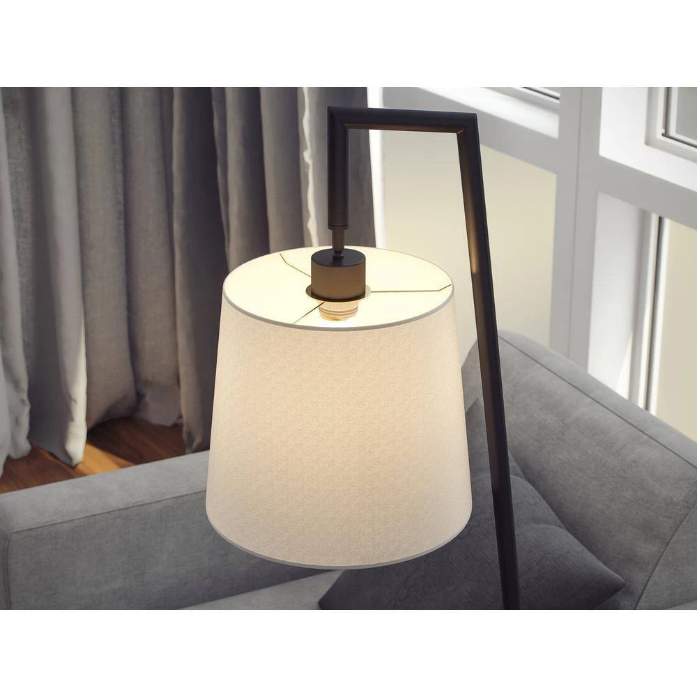 Ander 60.25 in. Black Floor Lamp with Tray and Drum Shade by Manor Brook 11 Ander 60.25 in. Black Floor Lamp with Tray and Drum Shade by Manor Brook - Image 9