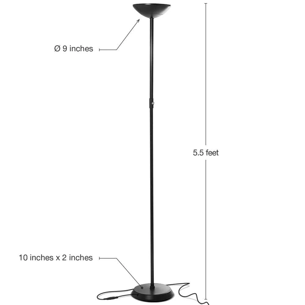 SkyLite 66 in. Black High Lumen Uplight Torchiere Standing Floor Lamp by Brightech 4 SkyLite 66 in. Black High Lumen Uplight Torchiere Standing Floor Lamp by Brightech - Image 2