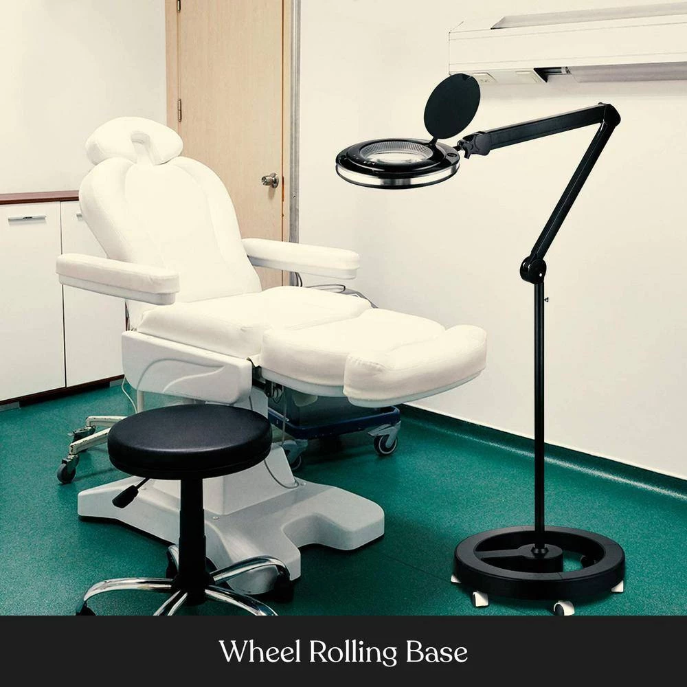 LightView Pro 10 in. Black Magnifying LED Floor Lamp with 3 Diopter and 6 Wheel Rolling Base by Brightech 6 LightView Pro 10 in. Black Magnifying LED Floor Lamp with 3 Diopter and 6 Wheel Rolling Base by Brightech - Image 4