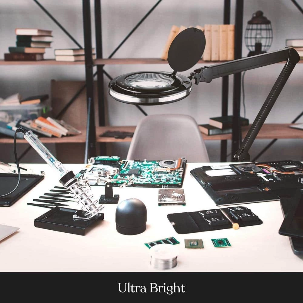 LightView Pro 10 in. Black Magnifying LED Floor Lamp with 3 Diopter and 6 Wheel Rolling Base by Brightech 7 LightView Pro 10 in. Black Magnifying LED Floor Lamp with 3 Diopter and 6 Wheel Rolling Base by Brightech - Image 5