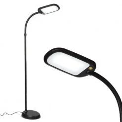 LitespanSlim 55 in. Black LED Floor Lamp with Adjustable Gooseneck by Brightech