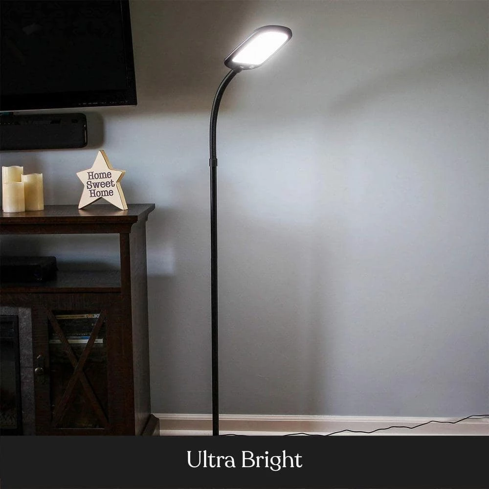LitespanSlim 55 in. Black LED Floor Lamp with Adjustable Gooseneck by Brightech 4 LitespanSlim 55 in. Black LED Floor Lamp with Adjustable Gooseneck by Brightech - Image 2