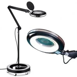 LightView 55 in. Black LED Rolling Base 5 Diopter Magnifying Lamp by Brightech