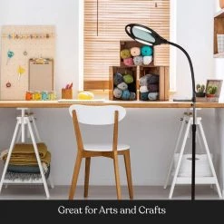 LightView Pro 44 in. Black Magnifying LED Floor Lamp with 5 Diopter by Brightech -Brightech Sales black brightech floor lamps 9y tgwa isuq 1f 1000