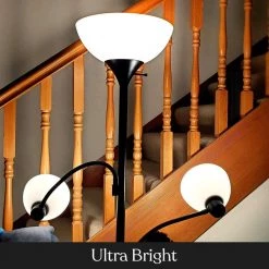 Sky Dome Double 72 in. Black Torchiere LED Floor Lamp with 2 Adjustable Arms by Brightech -Brightech Sales black brightech floor lamps fl dme2 blk 1f 1000