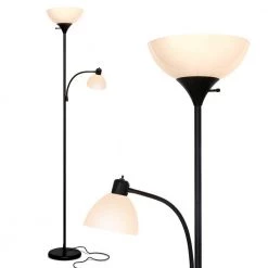 Sky Dome Plus 72 in. Black Torchiere LED Floor Lamp with 1 Adjustable Arm by Brightech