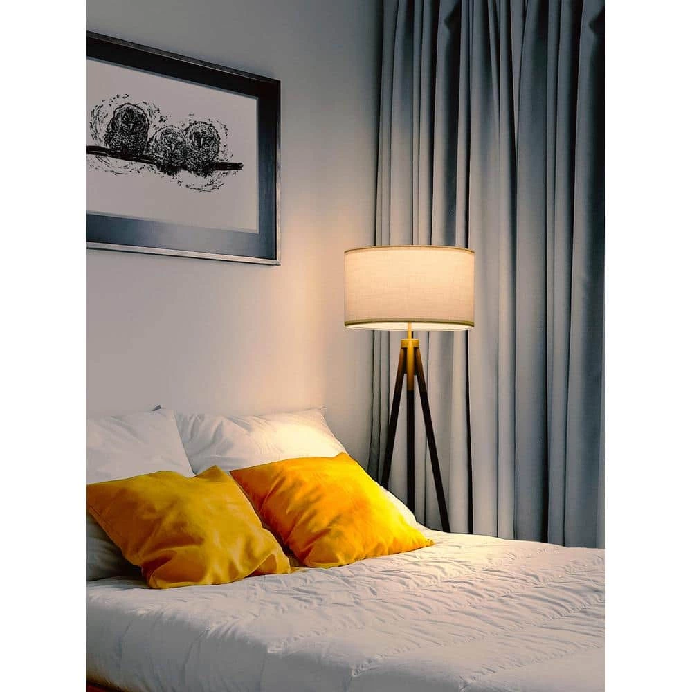 Levi 61 in. Black LED Tripod Floor Lamp with Drum Fabric Shade by Brightech 6 Levi 61 in. Black LED Tripod Floor Lamp with Drum Fabric Shade by Brightech - Image 4