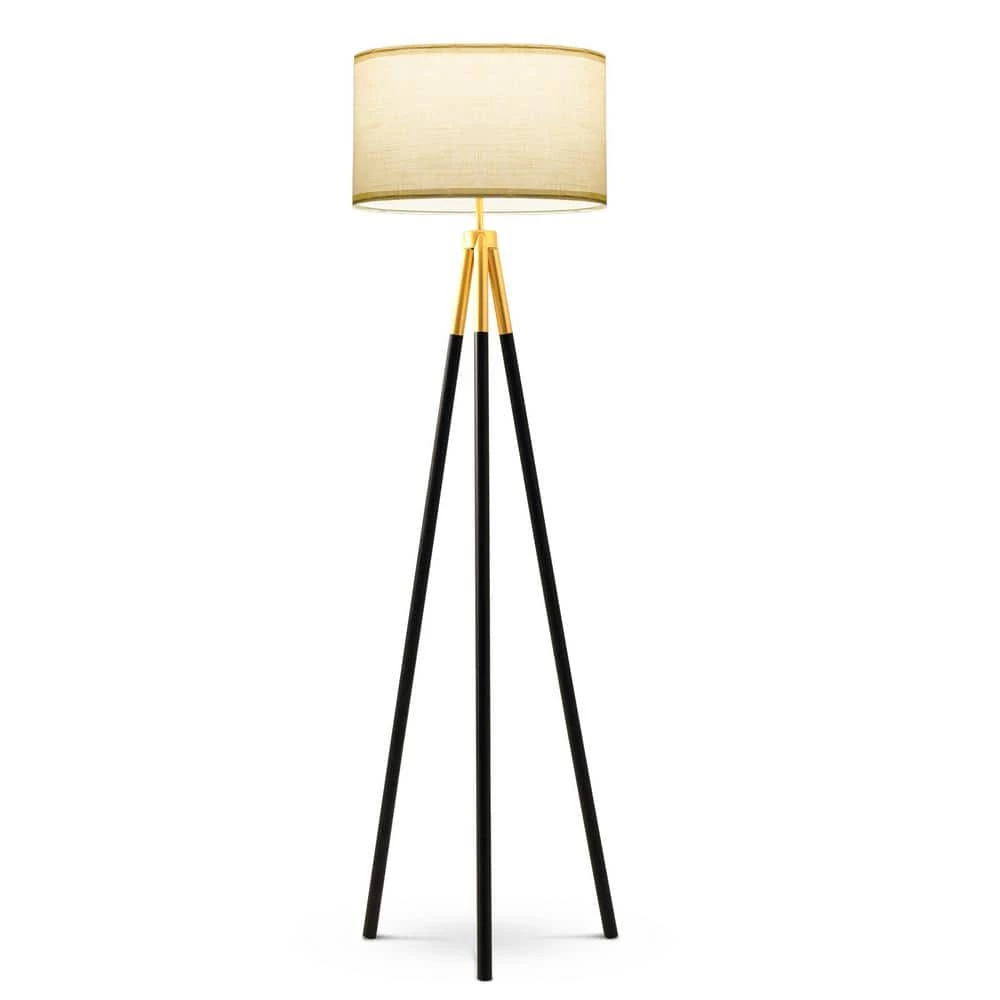 Levi 61 in. Black LED Tripod Floor Lamp with Drum Fabric Shade by Brightech 3 Levi 61 in. Black LED Tripod Floor Lamp with Drum Fabric Shade by Brightech