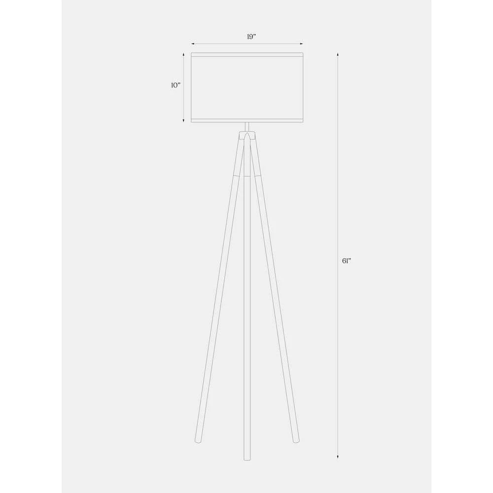 Levi 61 in. Black LED Tripod Floor Lamp with Drum Fabric Shade by Brightech 9 Levi 61 in. Black LED Tripod Floor Lamp with Drum Fabric Shade by Brightech - Image 7