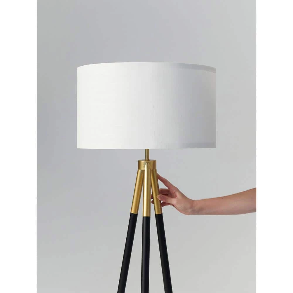 Levi 61 in. Black LED Tripod Floor Lamp with Drum Fabric Shade by Brightech 8 Levi 61 in. Black LED Tripod Floor Lamp with Drum Fabric Shade by Brightech - Image 6