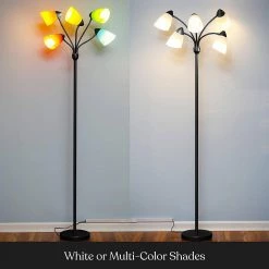 Medusa 74 in. Black LED Floor Lamp with 5 Interchangeable Color and White Shades by Brightech 10 Medusa 74 in. Black LED Floor Lamp with 5 Interchangeable Color and White Shades by Brightech -Brightech Sales black brightech floor lamps fl mdsa blk 1f 1000