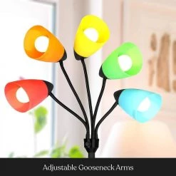 Medusa 74 in. Black LED Floor Lamp with 5 Interchangeable Color and White Shades by Brightech 9 Medusa 74 in. Black LED Floor Lamp with 5 Interchangeable Color and White Shades by Brightech -Brightech Sales black brightech floor lamps fl mdsa blk 4f 1000