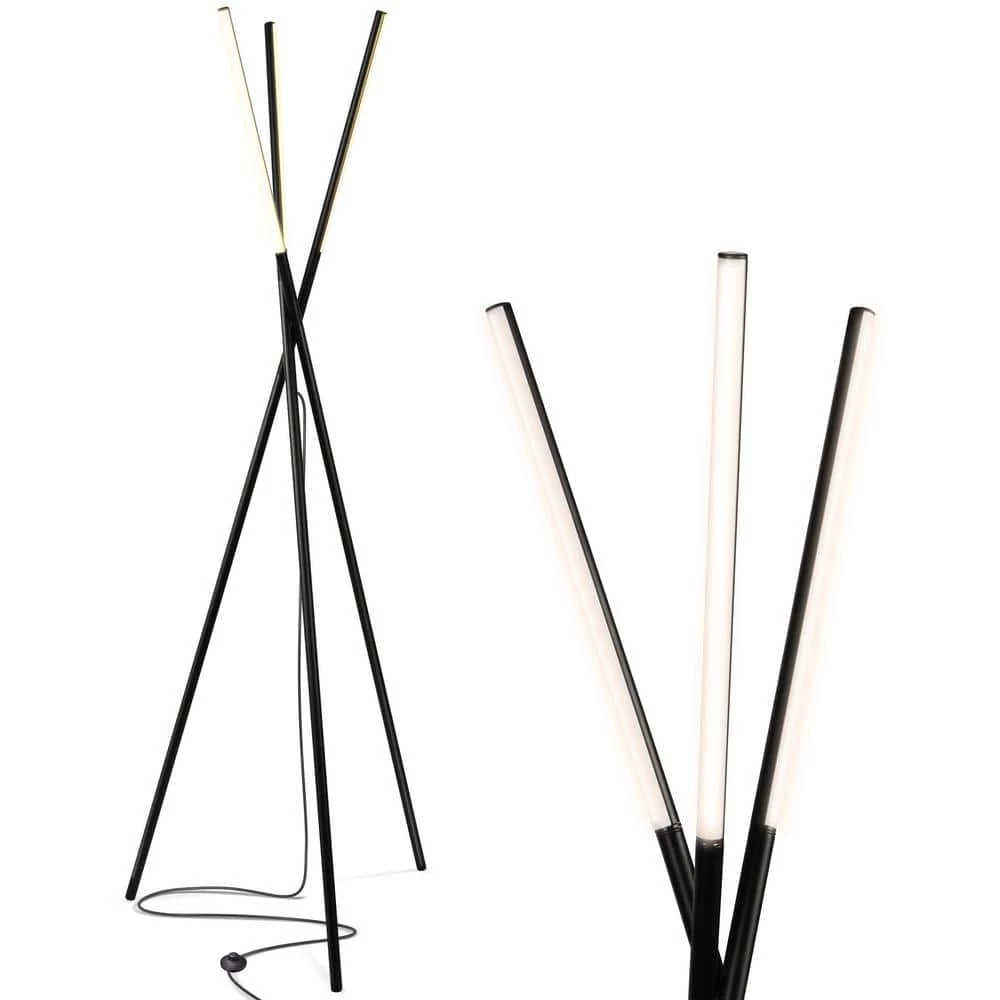 Stix 60 in. Black Tripod LED Floor Lamp with 3 Lights by Brightech 3 Stix 60 in. Black Tripod LED Floor Lamp with 3 Lights by Brightech