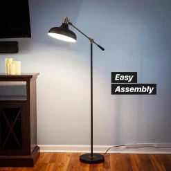 Wyatt 60 in. Black LED Floor Lamp with Adjustable Arm by Brightech -Brightech Sales black brightech floor lamps fl wyt blk 44 1000