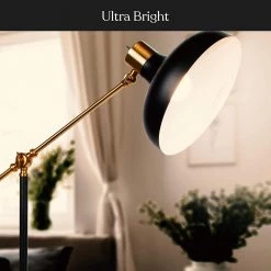 Wyatt 60 in. Black LED Floor Lamp with Adjustable Arm by Brightech -Brightech Sales black brightech floor lamps fl wyt blk 4f 1000