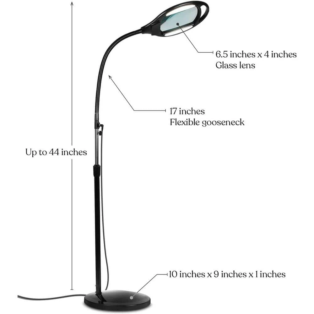 Lightview 44 in. Black 3 Diopter Magnifier Floor Lamp. by Brightech 4 Lightview 44 in. Black 3 Diopter Magnifier Floor Lamp. by Brightech - Image 2