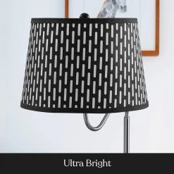 Madison 56 in. Black Narrow End Table with Built-In LED Lamp with Pattern Shade and USB Port by Brightech 12 Madison 56 in. Black Narrow End Table with Built-In LED Lamp with Pattern Shade and USB Port by Brightech -Brightech Sales black brightech floor lamps tm rnc8 ah0r 1f 1000