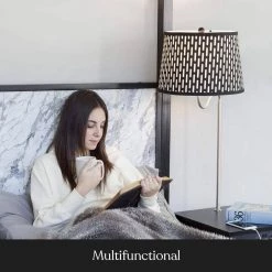 Madison 56 in. Black Narrow End Table with Built-In LED Lamp with Pattern Shade and USB Port by Brightech 11 Madison 56 in. Black Narrow End Table with Built-In LED Lamp with Pattern Shade and USB Port by Brightech -Brightech Sales black brightech floor lamps tm rnc8 ah0r 4f 1000