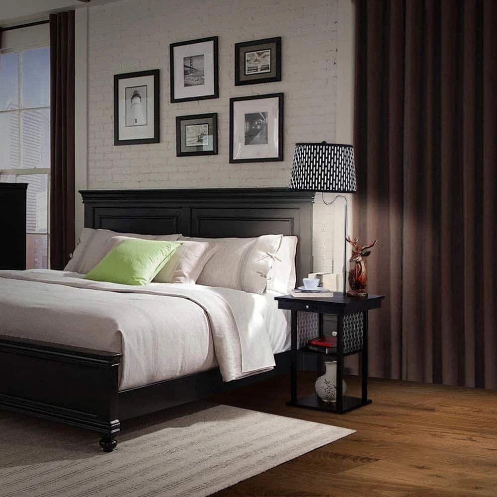 Madison 56 in. Black Narrow End Table with Built-In LED Lamp with Pattern Shade and USB Port by Brightech 4 Madison 56 in. Black Narrow End Table with Built-In LED Lamp with Pattern Shade and USB Port by Brightech - Image 2