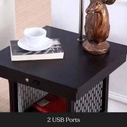 Madison 56 in. Black Narrow End Table with Built-In LED Lamp with Pattern Shade and USB Port by Brightech 14 Madison 56 in. Black Narrow End Table with Built-In LED Lamp with Pattern Shade and USB Port by Brightech -Brightech Sales black brightech floor lamps tm rnc8 ah0r fa 1000