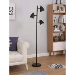 Jacob 64 in. Black Tree LED Floor Lamp with 3 Adjustable Lights by Brightech -Brightech Sales black brightech floor lamps xf stb2 onl3 1f 1000