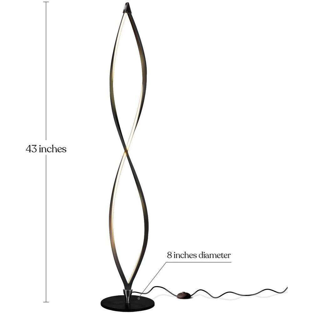 Twist 43 in. Black Spiral LED Floor Lamp by Brightech 4 Twist 43 in. Black Spiral LED Floor Lamp by Brightech - Image 2