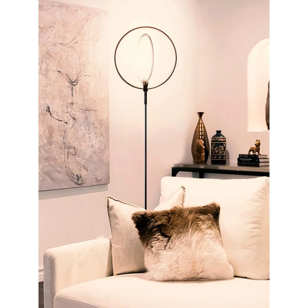 Eclipse 79 in. Black Modern LED Torchiere Floor Lamp with Touch Dimmer by Brightech 6 Eclipse 79 in. Black Modern LED Torchiere Floor Lamp with Touch Dimmer by Brightech - Image 4